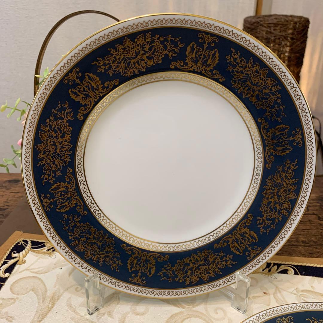 未使用　ウェッジウッド コロンビア　ブルー＆ゴールド 20.5cmプレート