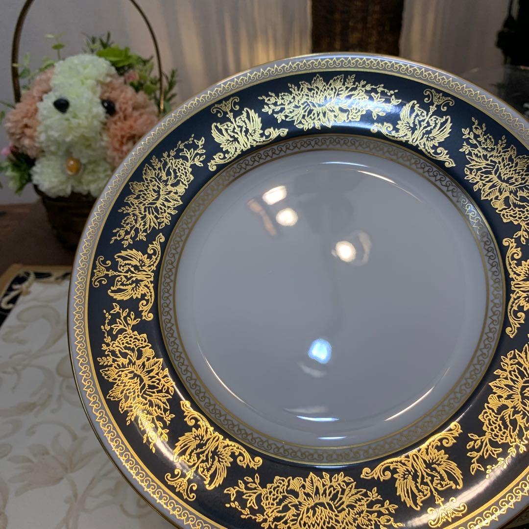 未使用　ウェッジウッド コロンビア　ブルー＆ゴールド 20.5cmプレート