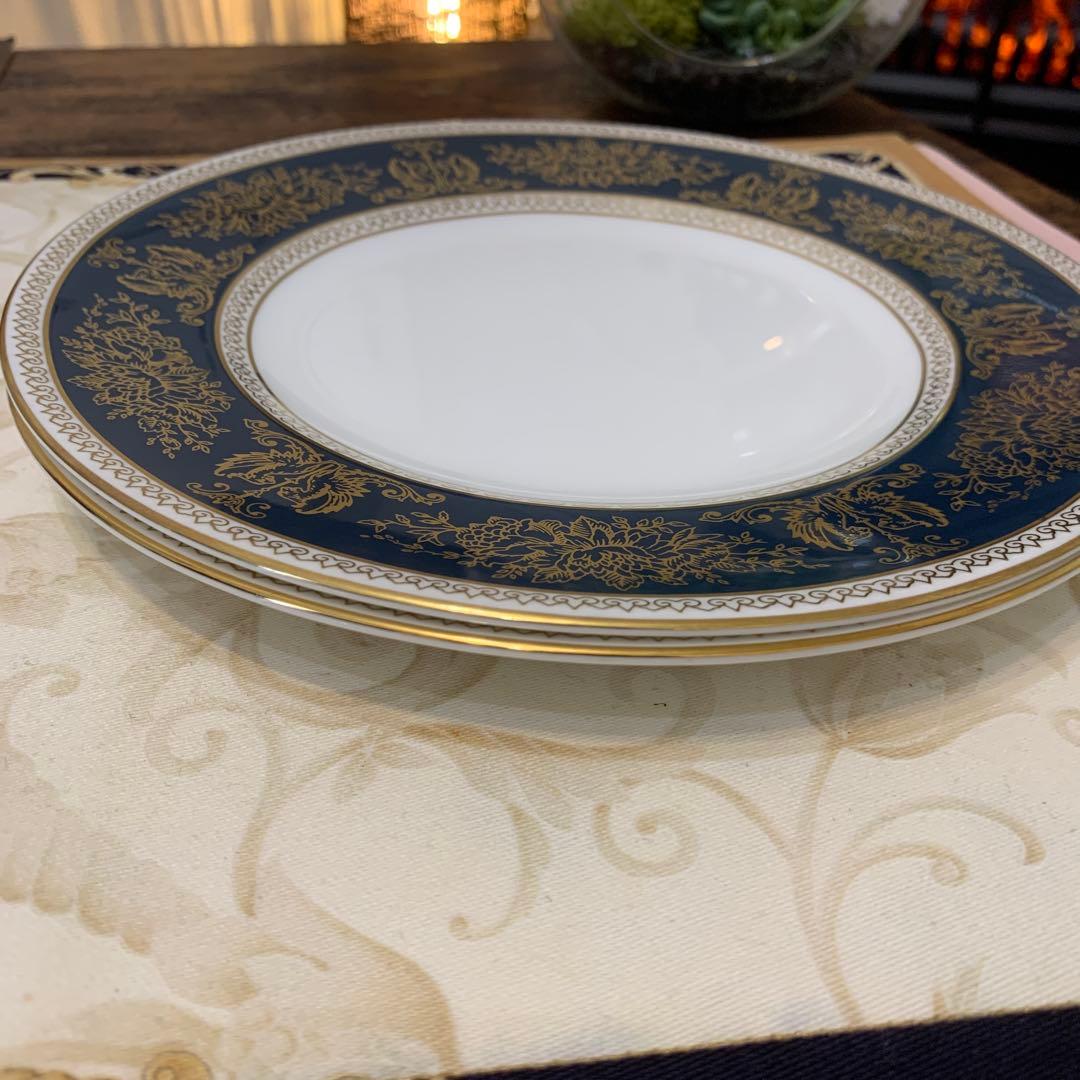 未使用　ウェッジウッド コロンビア　ブルー＆ゴールド 20.5cmプレート