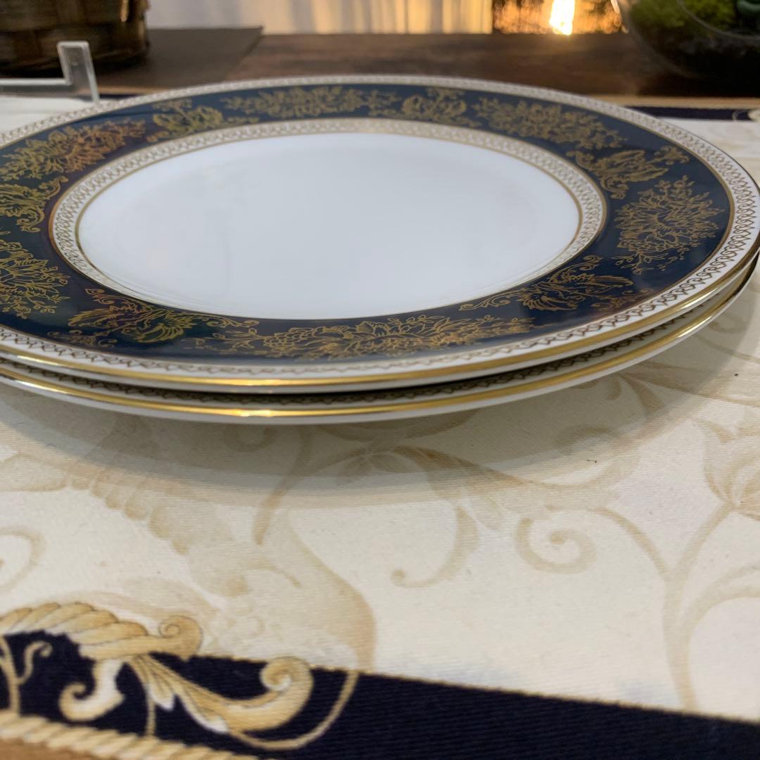 未使用　ウェッジウッド コロンビア　ブルー＆ゴールド 20.5cmプレート
