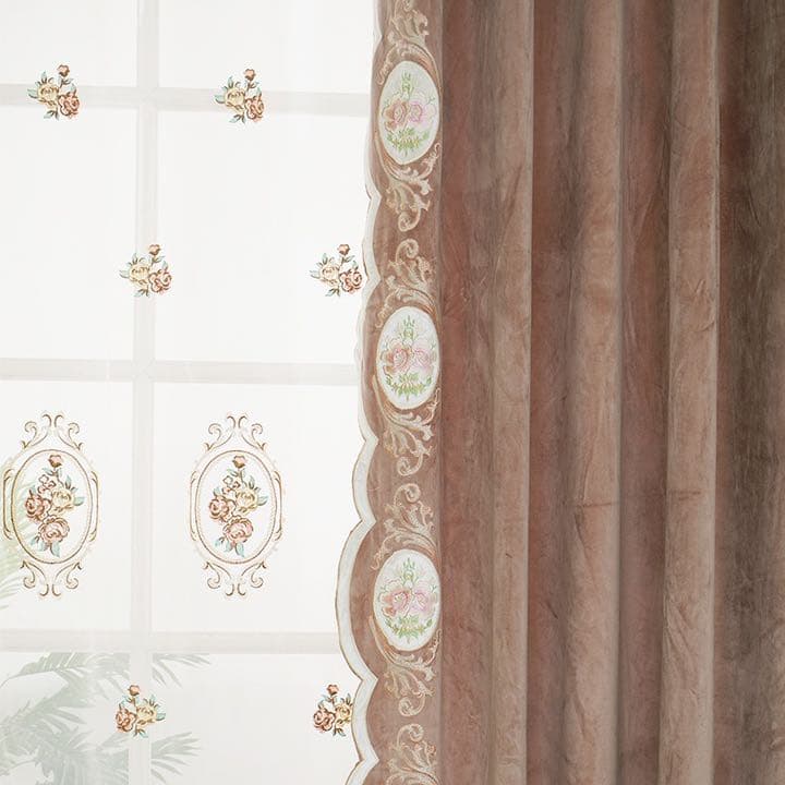 高級カーテン　ビロードカーテン　刺繍カーテン　遮光カーテン　レーズカーテン