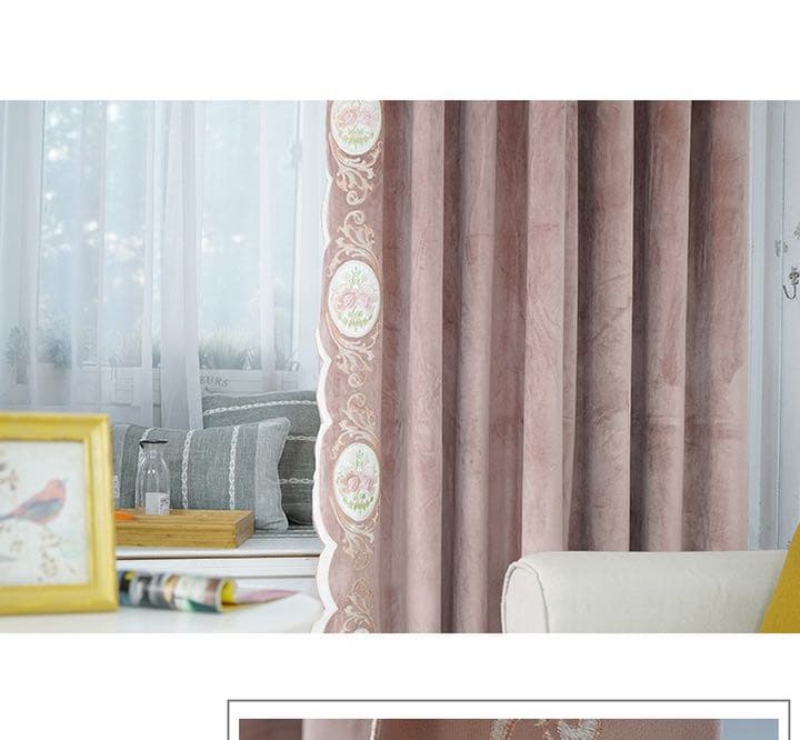 高級カーテン　ビロードカーテン　刺繍カーテン　遮光カーテン　レーズカーテン