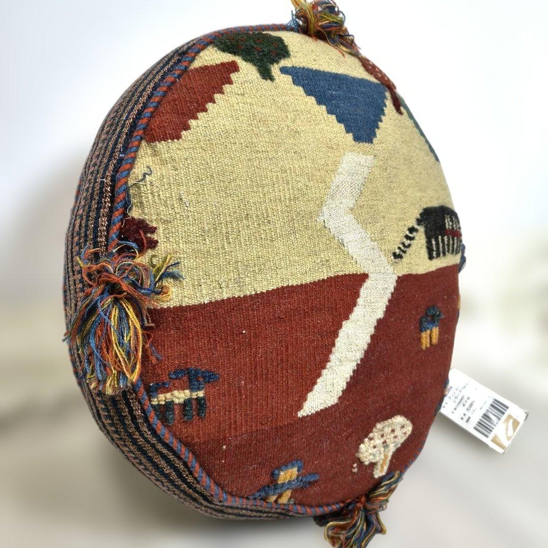 ペルシャ絨毯 イラン製 毛100% クッションシラーズ 動物柄 ストライプ