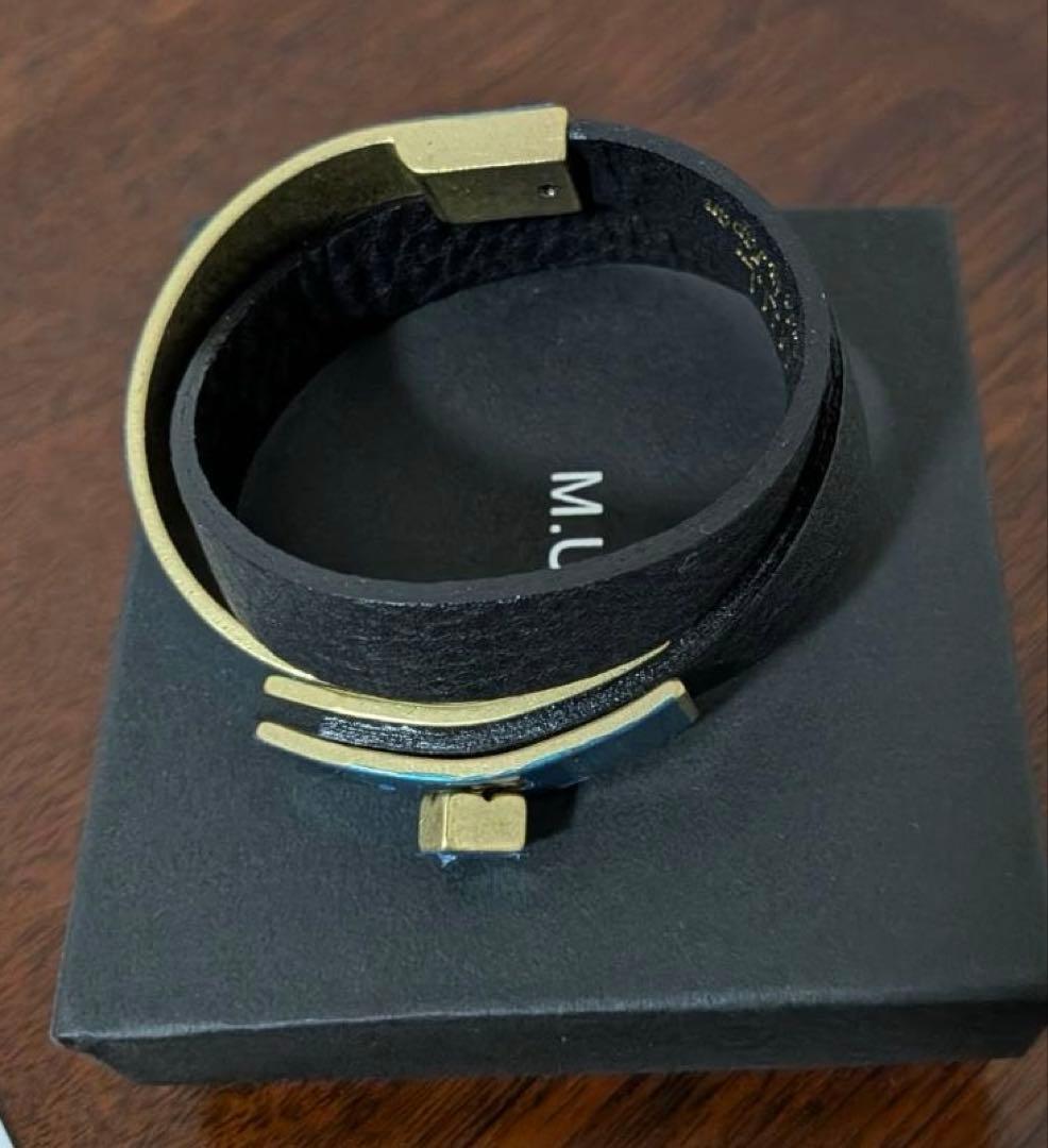【新品未使用】m.u.l レザーブレスレット 洗い加工　ブラック