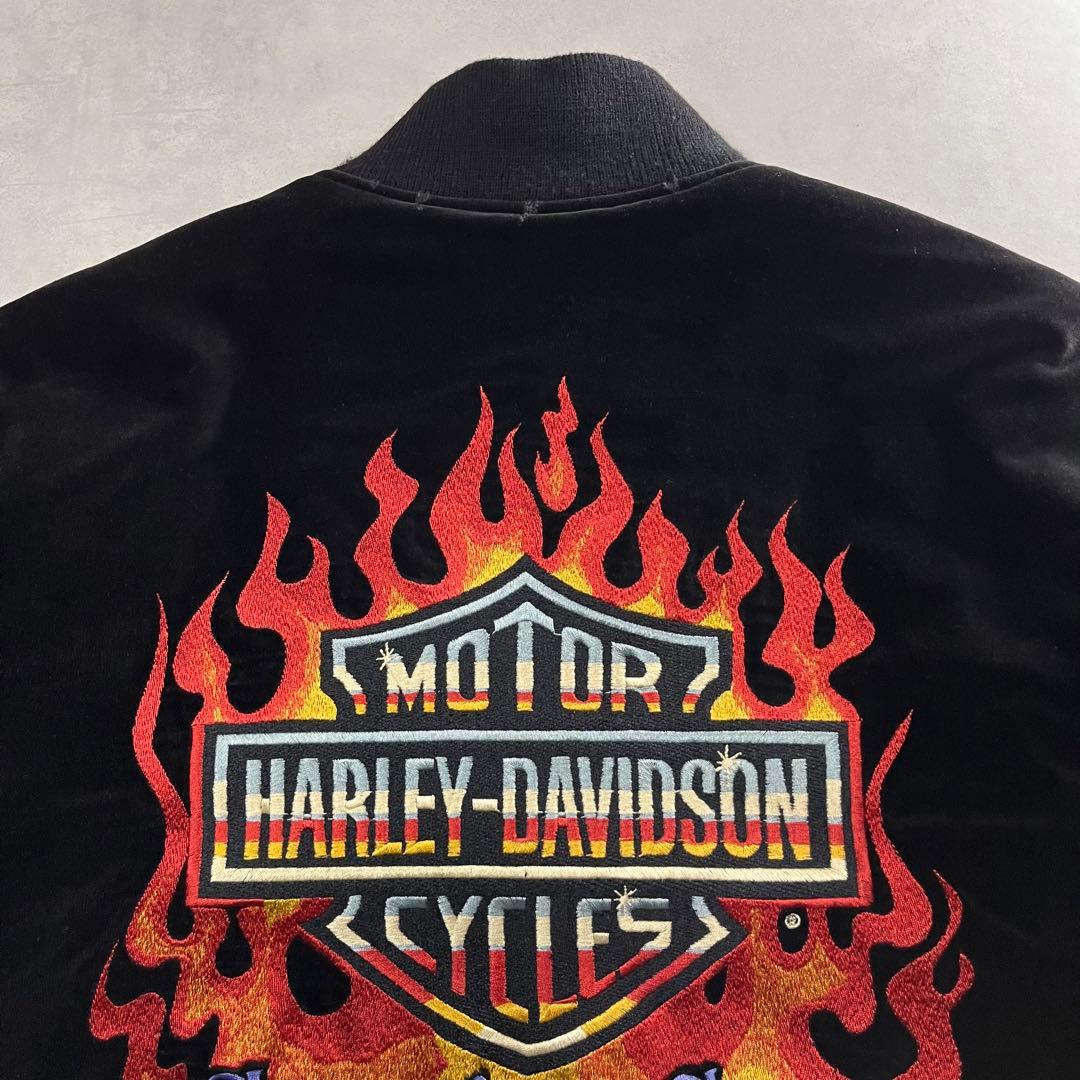 ◎HARLEY DAVIDSON 別珍 ベロア スカジャン 袖フレイム ハーレー