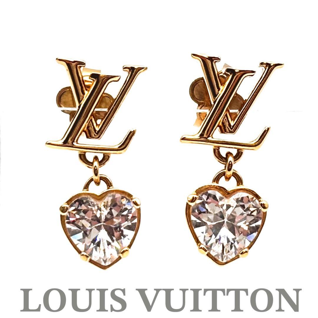 【極美品】LV ルイヴィトン ピアス LVアイコニック ハート M02385