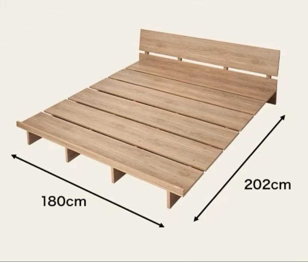 LOWYA ベッドフレーム ロータイプ クイーン シャビーナチュラル
