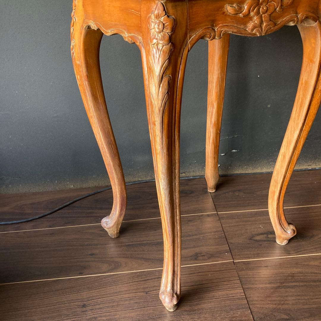 【送料込み】象嵌 猫脚　アンティーク　サイドテーブル　木製