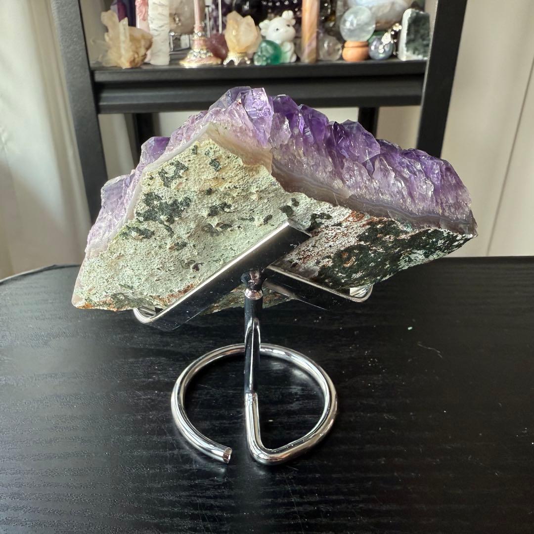 天然石アメジストの原石　置物NO.012412