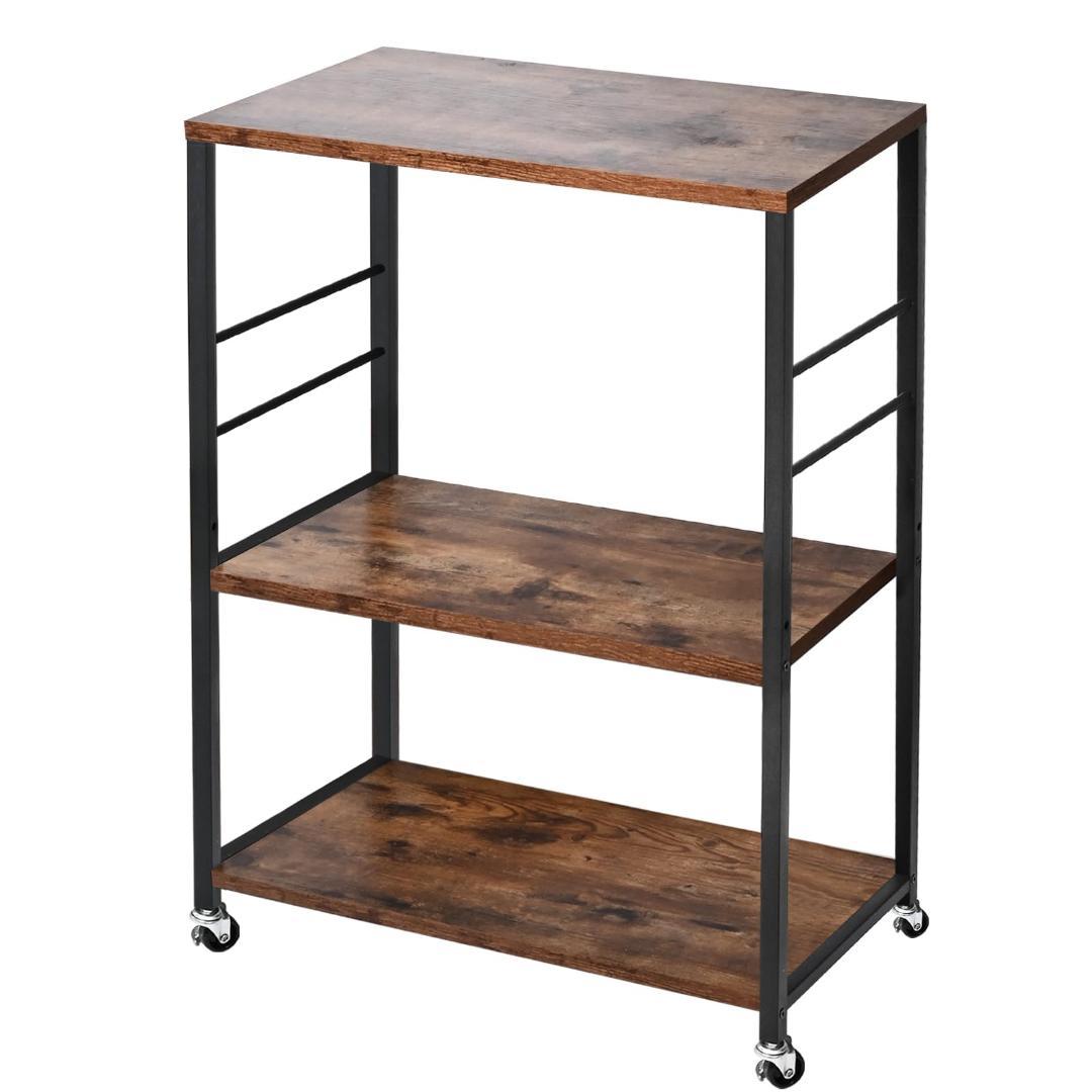 ☆3段プリンターワゴン - 高耐荷重・省スペース・多機能、キャスター