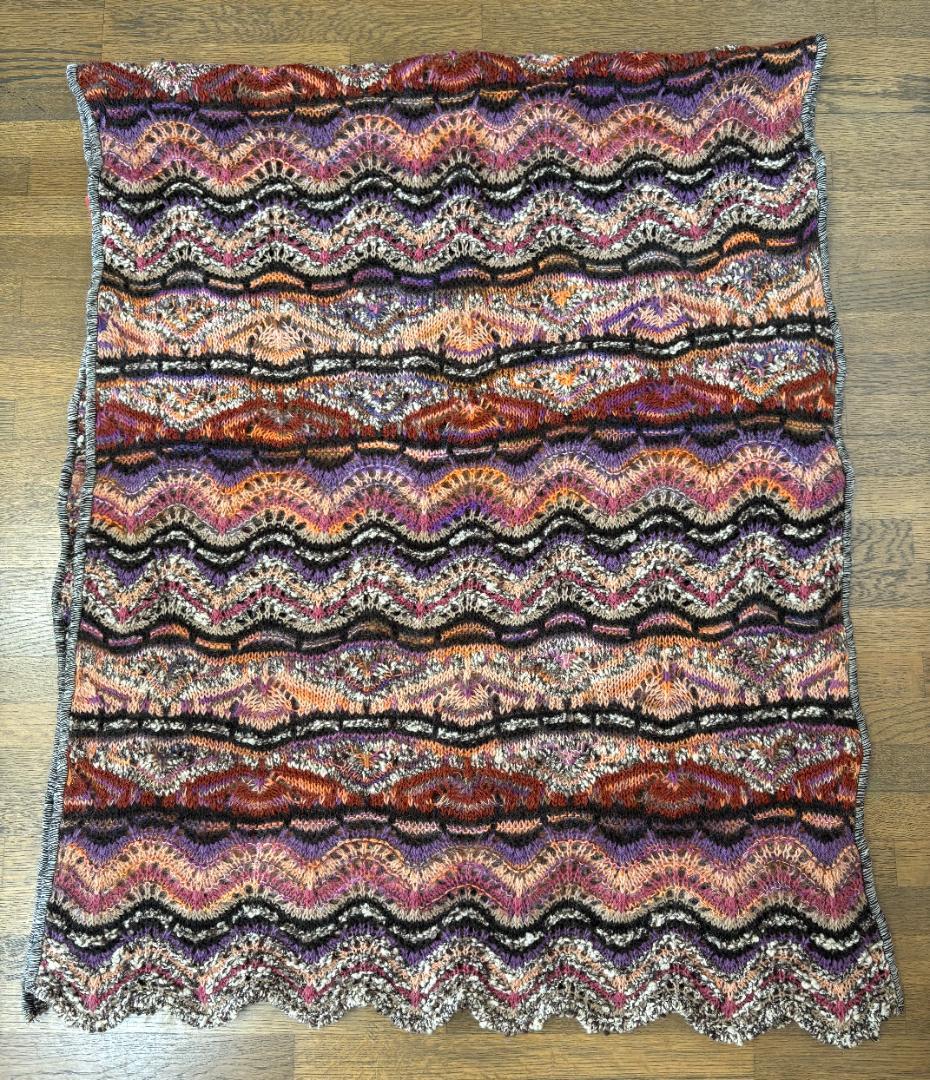 MISSONI ニットストール マルチカラー 波柄 大判