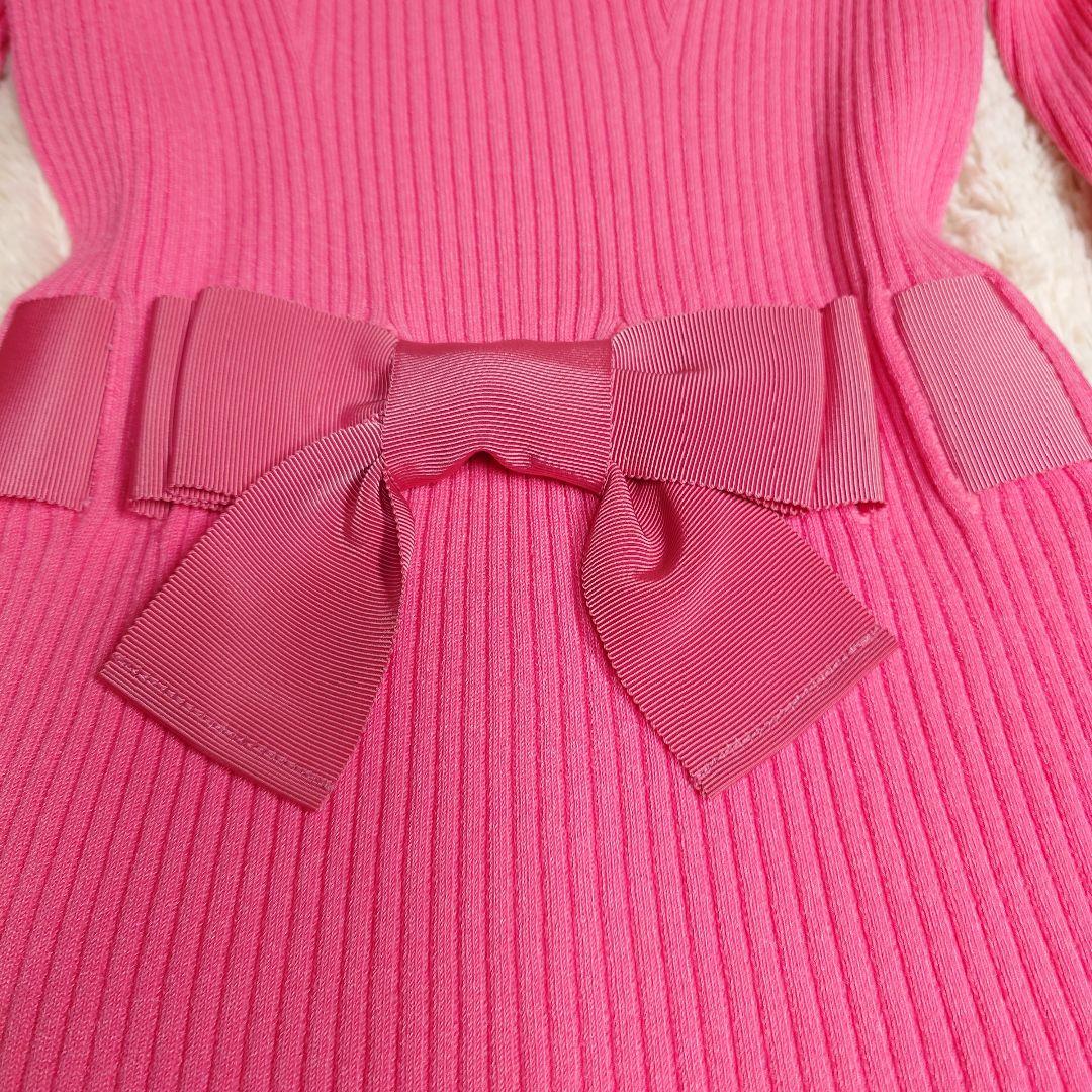 M'S GRACY ウエスト リボン リブニット カットソー 38 ピンク