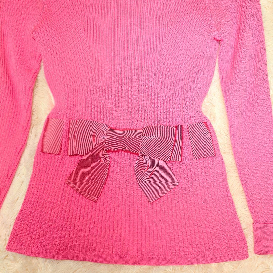 M'S GRACY ウエスト リボン リブニット カットソー 38 ピンク