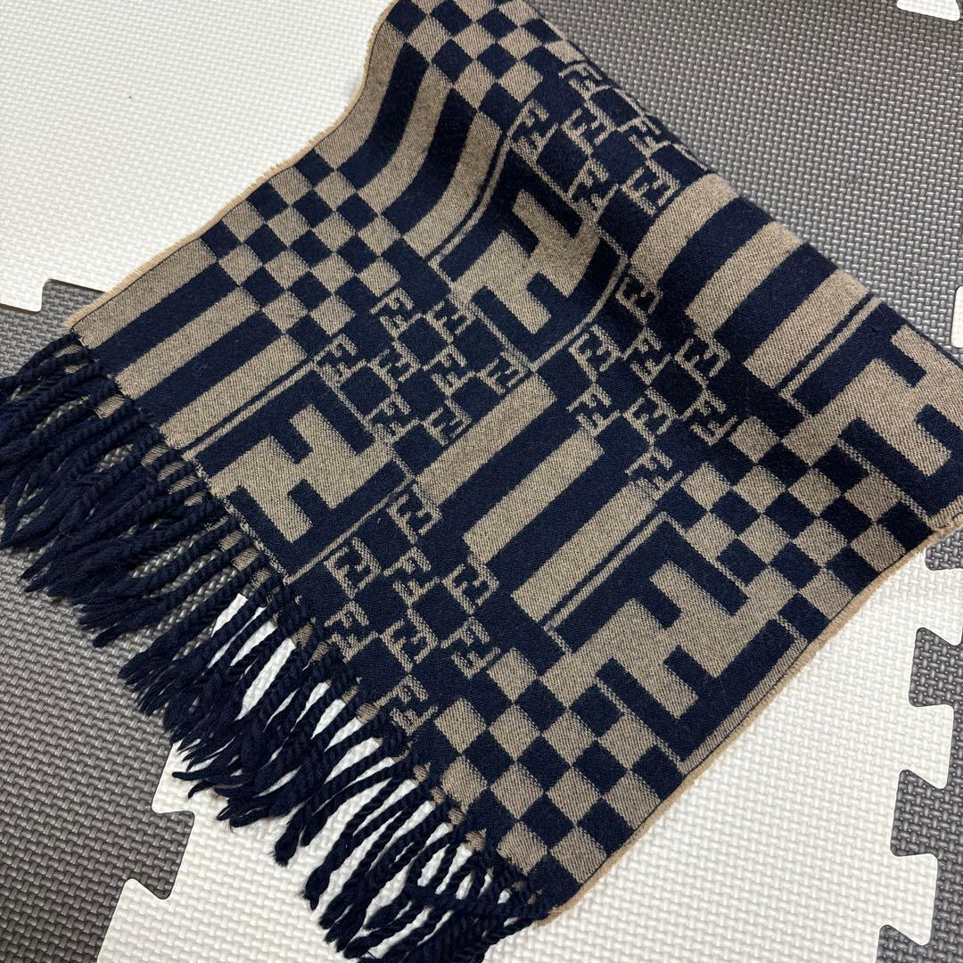 FENDI【美品】フェンディ ズッカ マフラー ブラウン ネイビー
