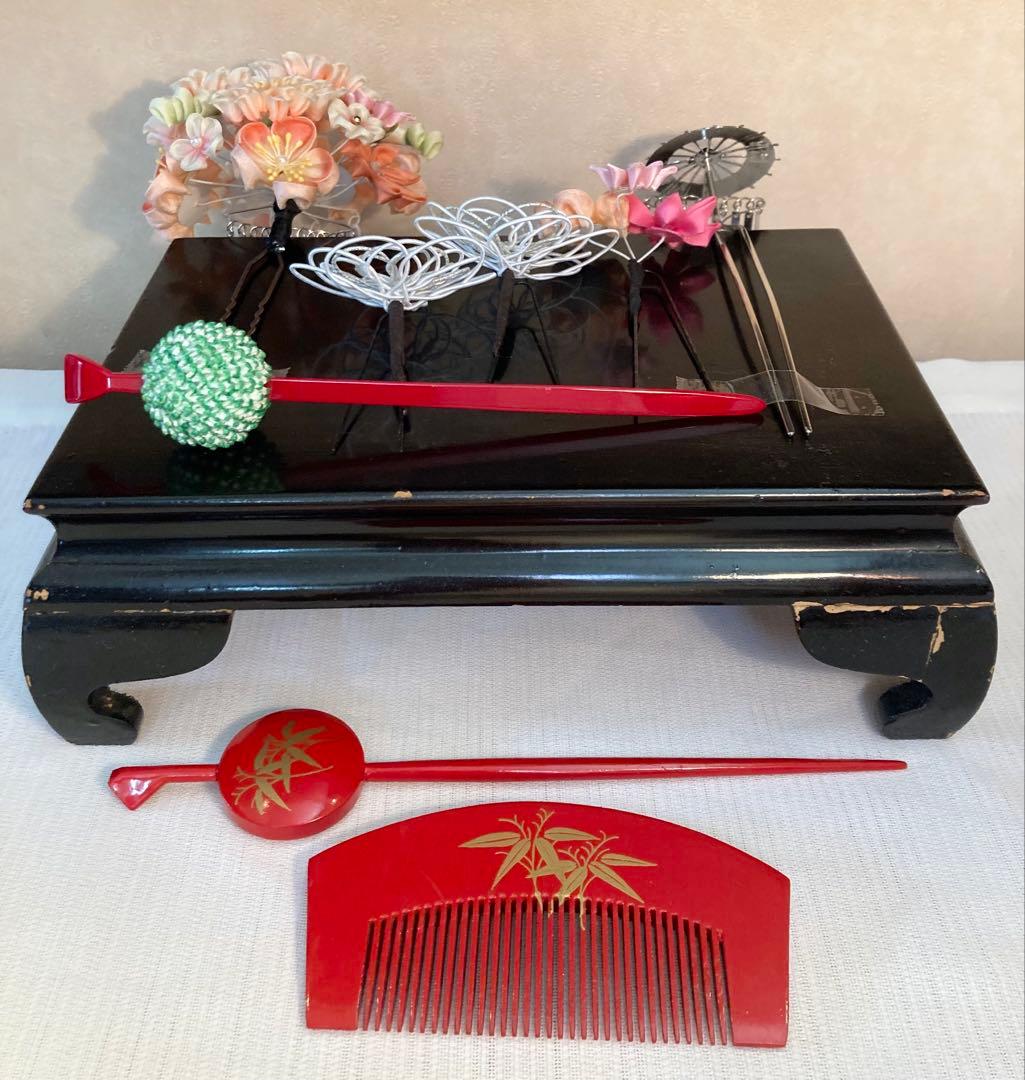 専用 七五三　雨に咲く花　菊花簪　傘金属簪　櫛簪　玉簪　Uピン簪　　水引簪