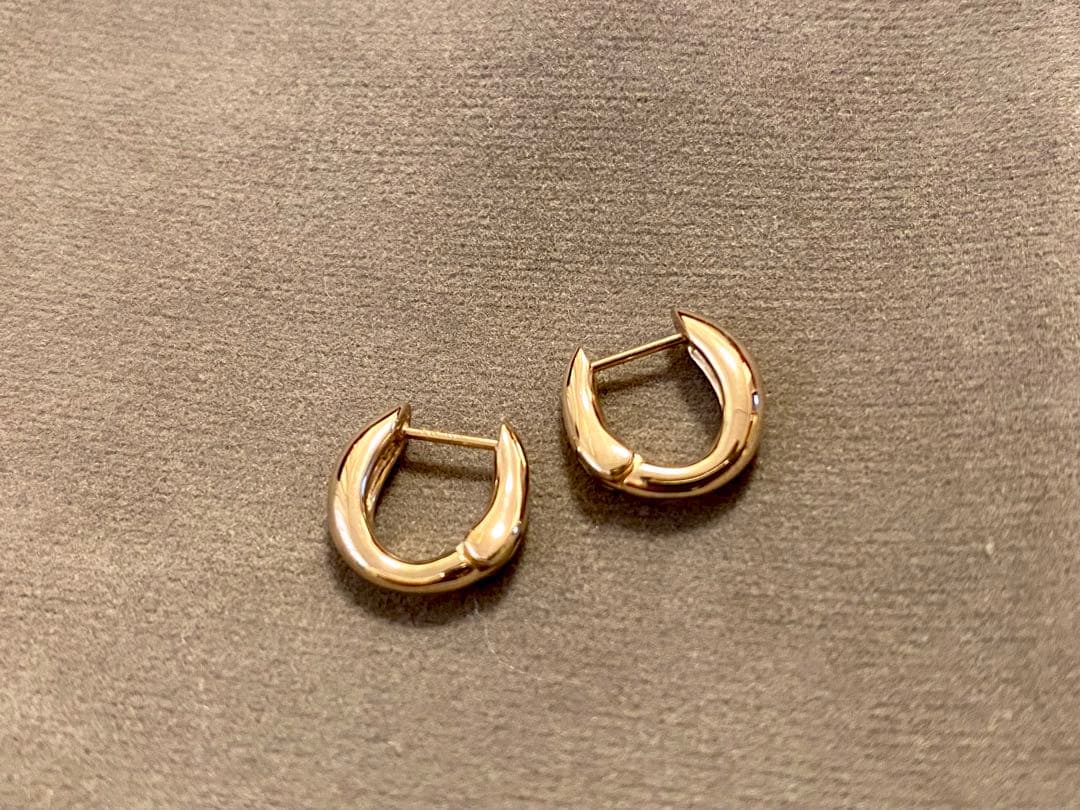 未使用★ ete K18 925 チャンキー ハグピアス ピンクゴールド