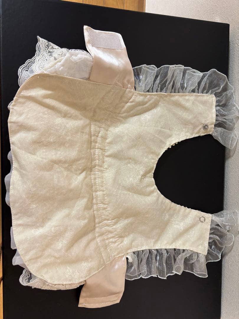 犬用ドレス アイボリー レース フリル