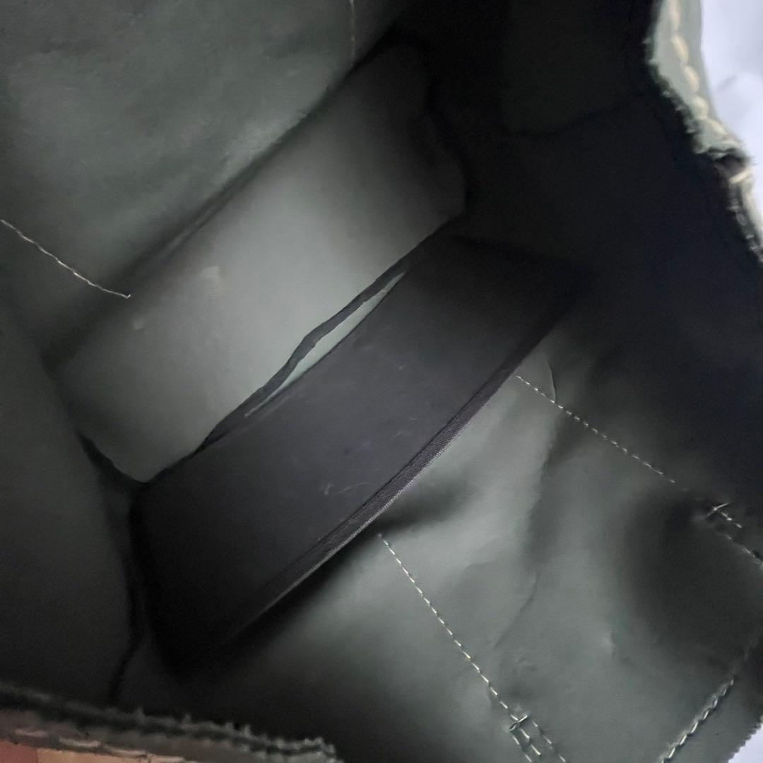 ■良品■ PRADA トートバッグ　白タグ　ジャージ素材　レザー　カーキ