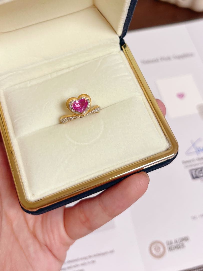 k18 ダイヤモンド　指輪　ピンクサファイア1.08ct 10号