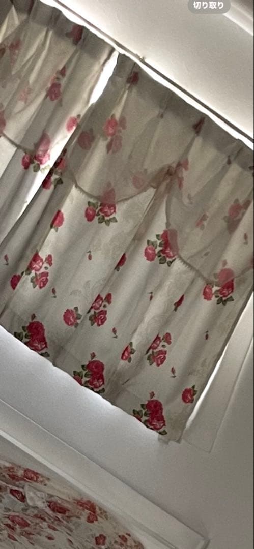 花柄リボン付き姫系カーテン7枚セット