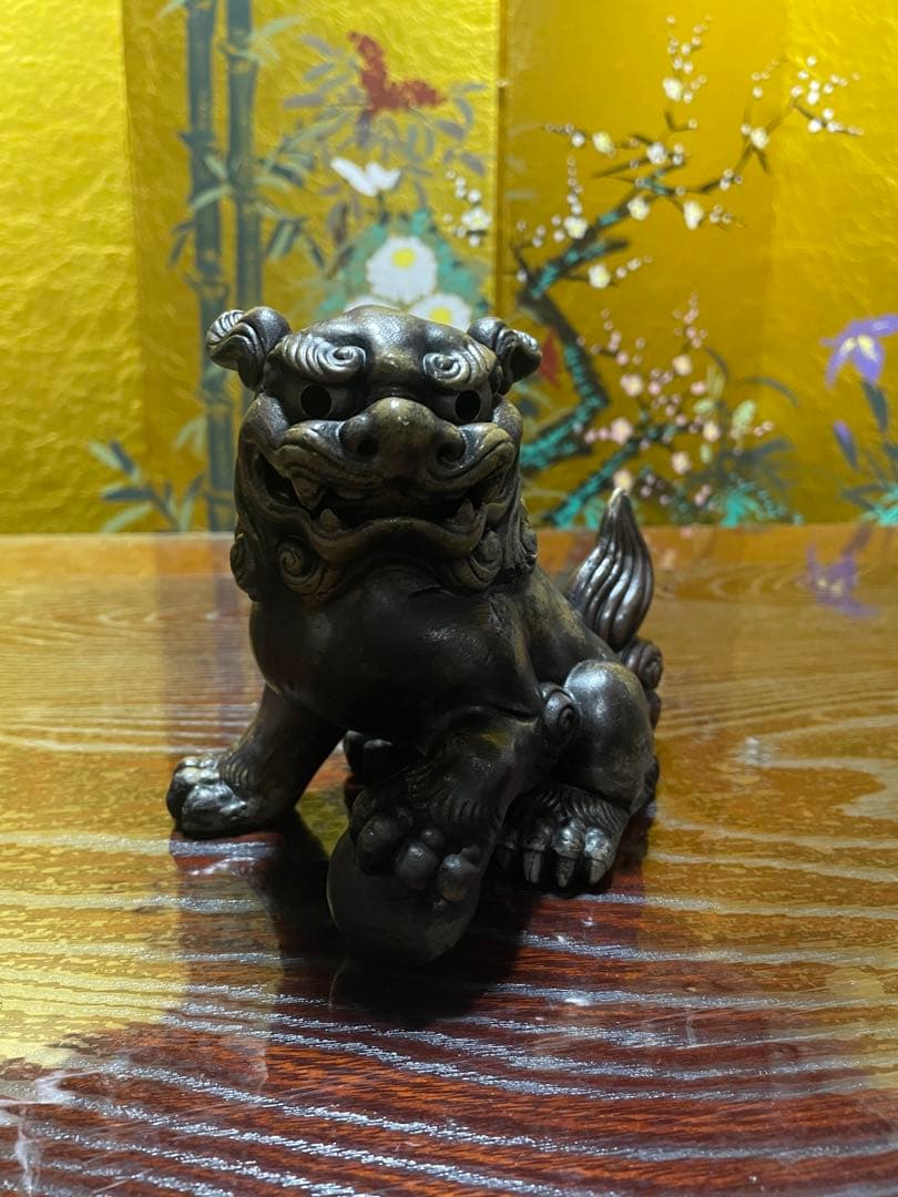 備前焼　玉獅子　柴岡香山