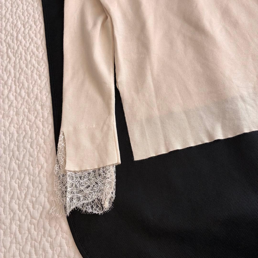 美品♡ フォクシー 袖レースニット カシミヤ シルク　　40 アイボリー