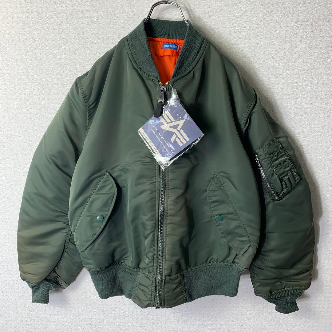 80s USA製 ALPHA MA-1 フライトジャケット M 日刊スポーツタグ