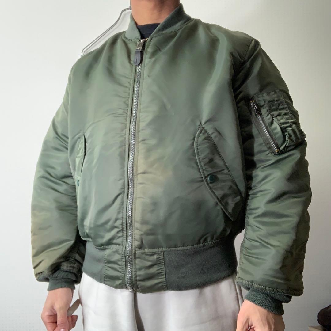 80s USA製 ALPHA MA-1 フライトジャケット M 日刊スポーツタグ