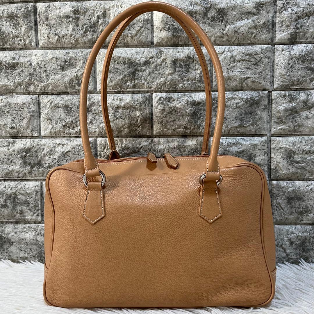 【美品】濱野皮革工藝　ハマノ　エヴィ　レザー　ボストントートバッグ B5収納可
