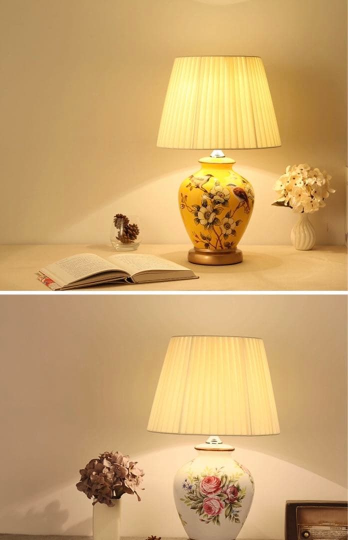 人気美品 エナメルセラミック照明スタンドライト ランプ 高級陶器卓上ステンド