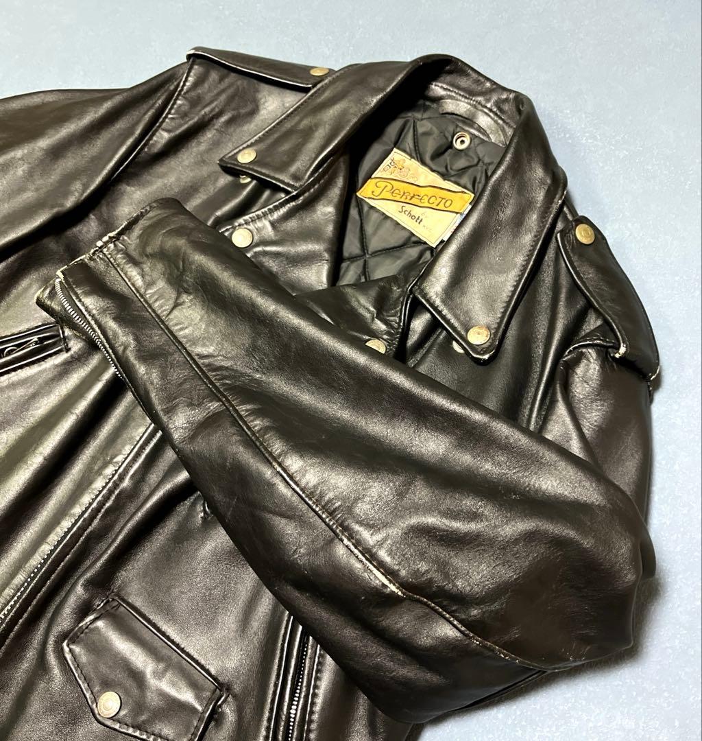 【70s~90s】Schott 618 ダブルライダースジャケット レザー 黒
