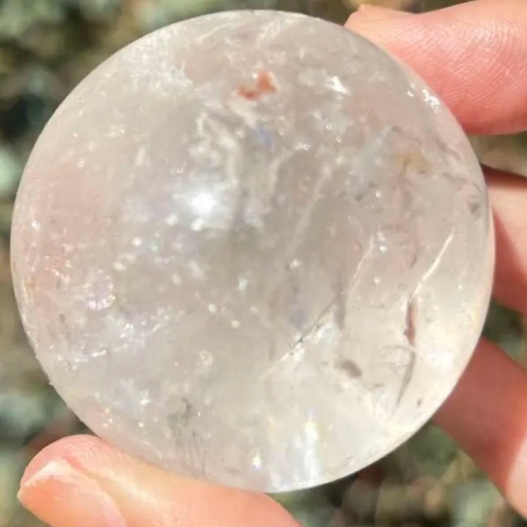 高品質　アイリス　水晶　クリアクォーツ　ファイヤークォーツ共生　スフィア