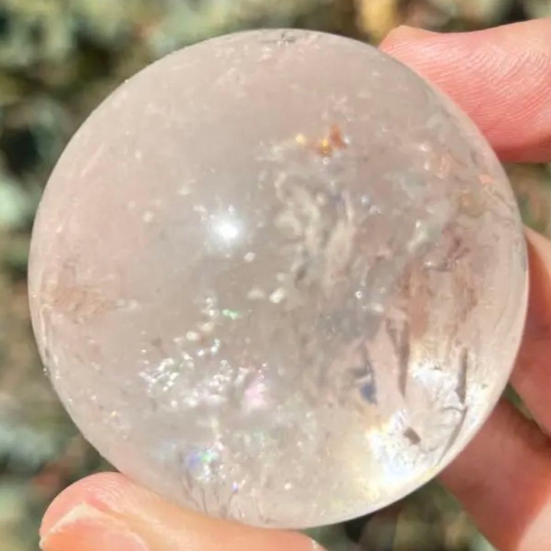 高品質　アイリス　水晶　クリアクォーツ　ファイヤークォーツ共生　スフィア