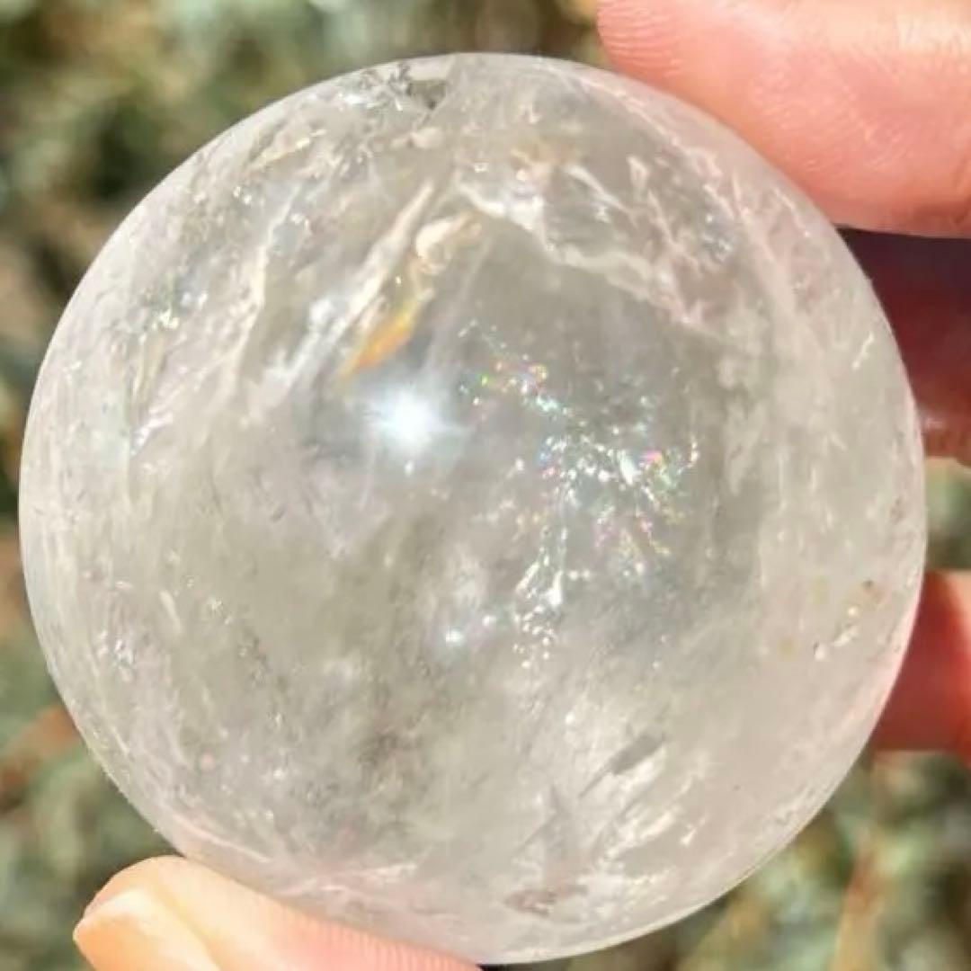 高品質　アイリス　水晶　クリアクォーツ　ファイヤークォーツ共生　スフィア