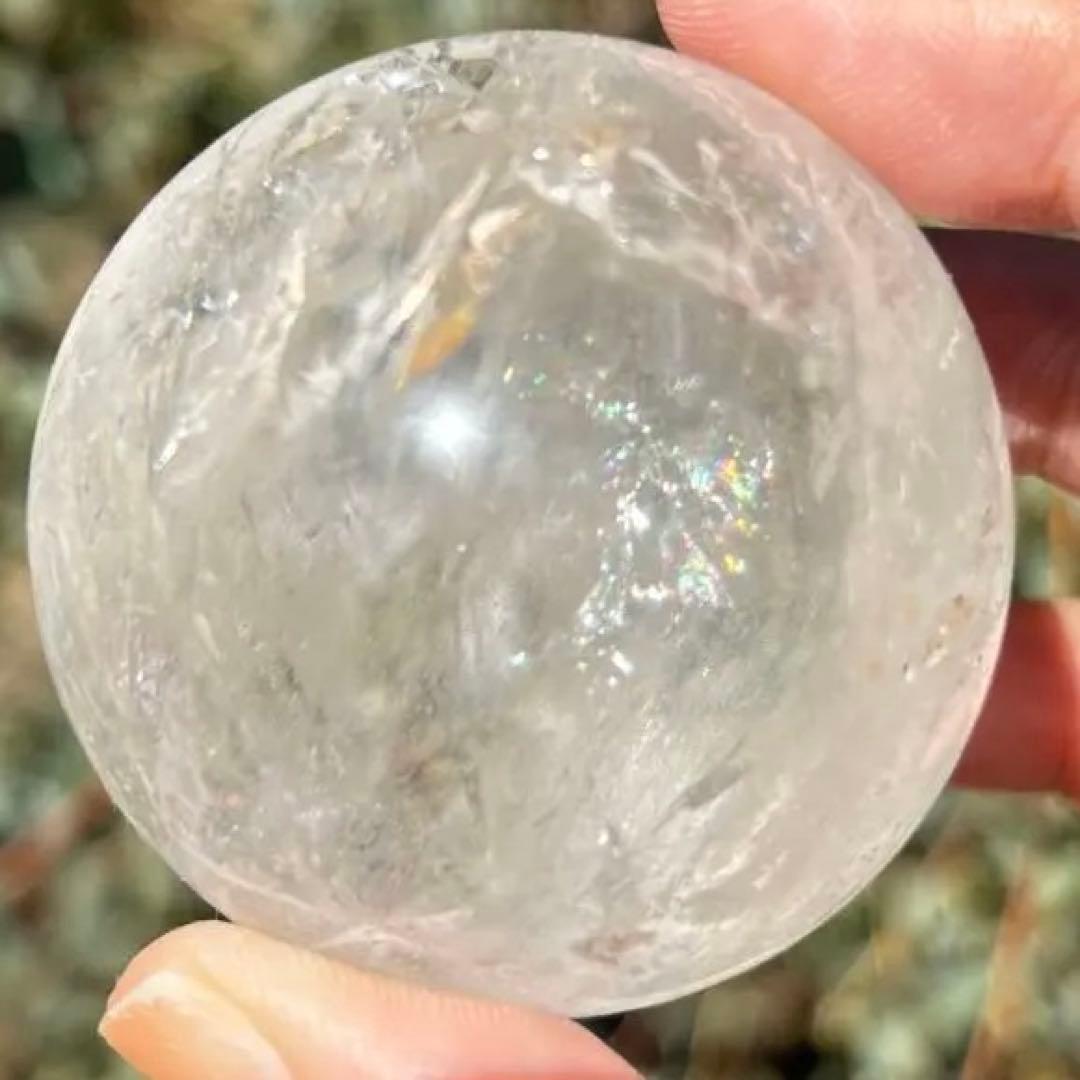 高品質　アイリス　水晶　クリアクォーツ　ファイヤークォーツ共生　スフィア