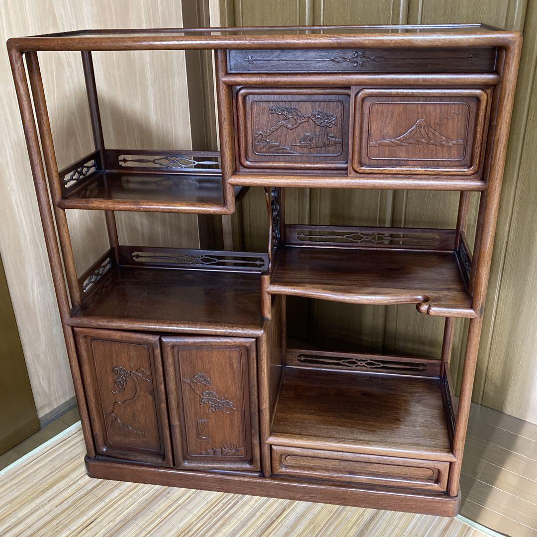 木彫棚 ※送料無料 透かし彫り 飾り棚 年代品 ヴィンテージ