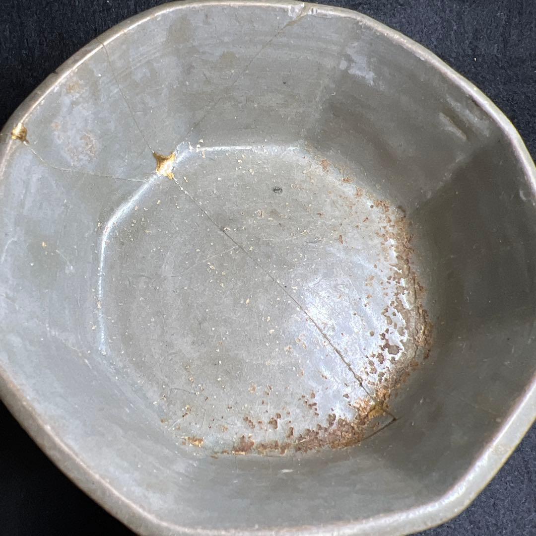 16世紀　高麗青磁　上手白泥象嵌八角鉢4客　幅約11.5㎝東Y7-1224☆2F