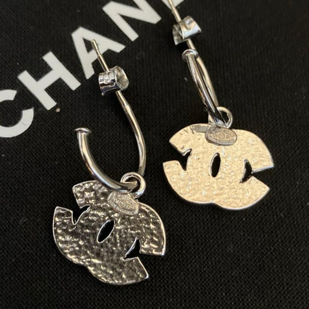 01P CHANEL シャネル CCマーク ラインストーン クリア×シルバー