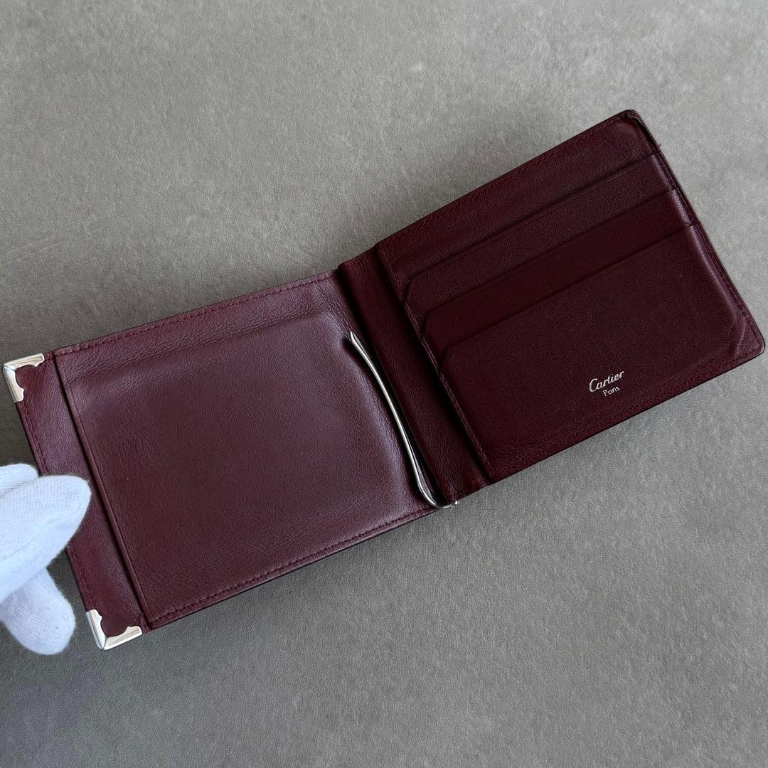 Cartier マストドゥ カーフスキン マネークリップ 二つ折り財布 黒