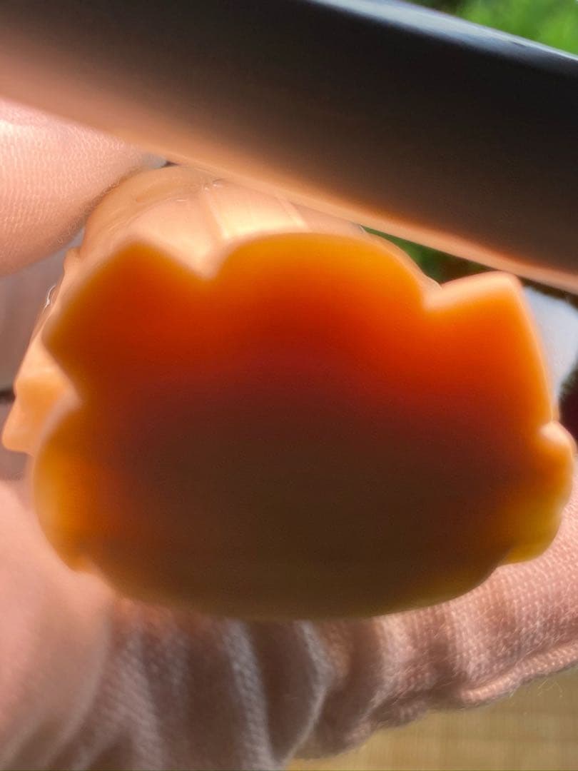 天然マンモス牙美しい手作り彫刻　2寿星公　置物