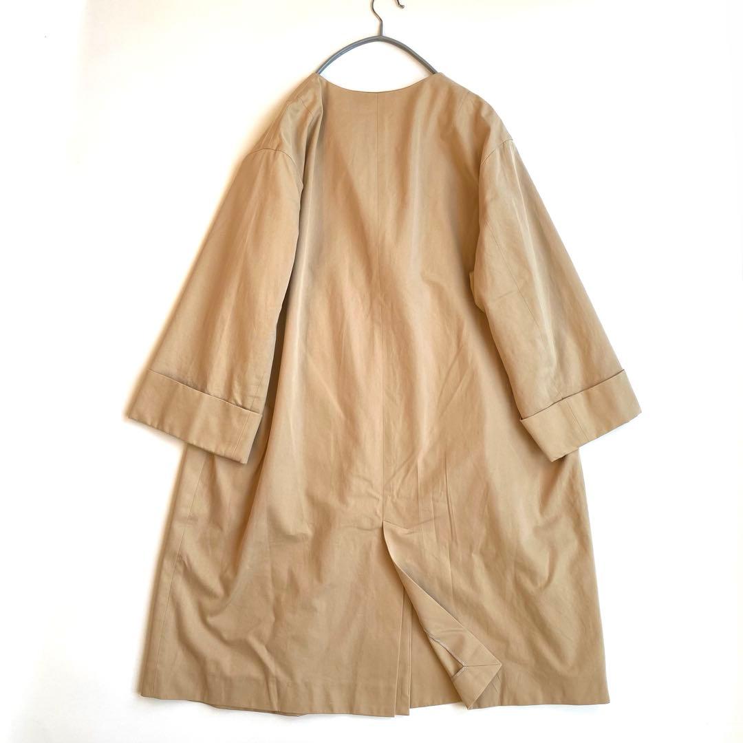 美品✨23区 定価4.2万円　コットン　ノーカラーコート 大きいサイズ44
