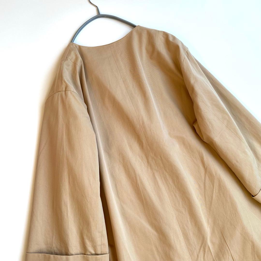 美品✨23区 定価4.2万円　コットン　ノーカラーコート 大きいサイズ44