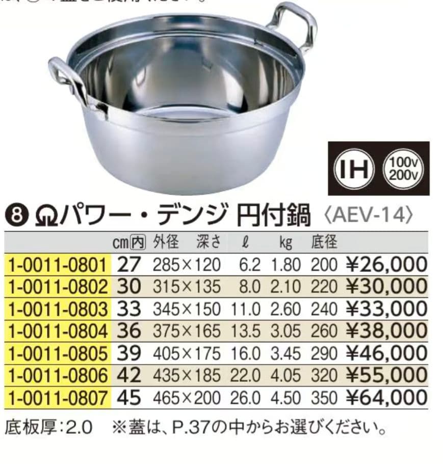 ステンレス パワーデンジ円付鍋　30cm