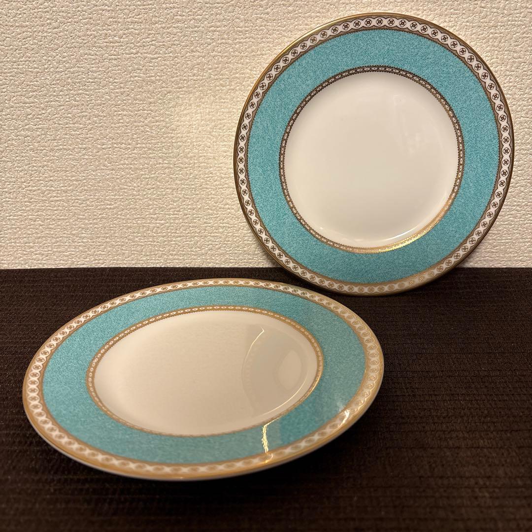 ウェッジウッド　ユーランダー　パウダーターコイズ　デザートプレート　17.5cm
