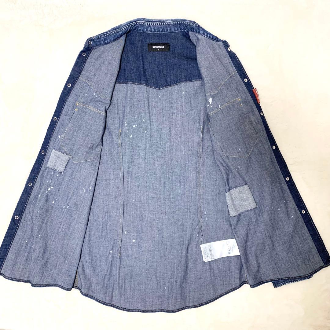 DSQUARED2 24SS デニムシャツ ウエスタンシャツ ダメージ加工 48