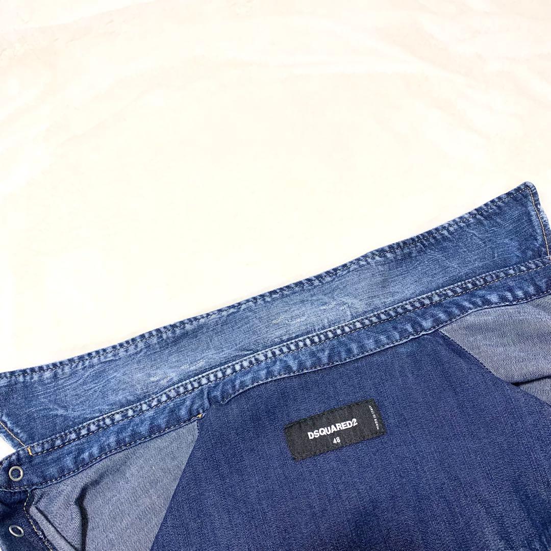 DSQUARED2 24SS デニムシャツ ウエスタンシャツ ダメージ加工 48