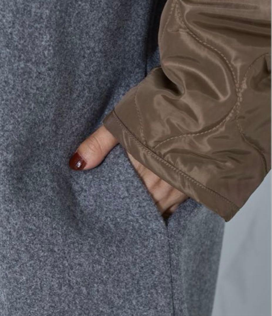 NOMINE◇袖キルティングステンカラーコート◇キャメル