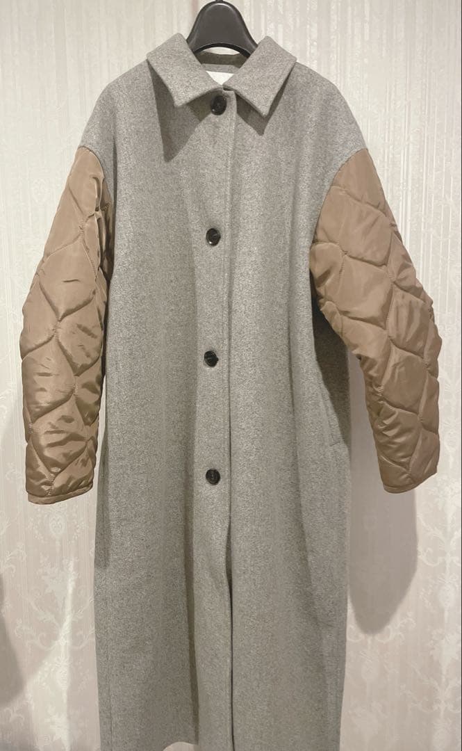 NOMINE◇袖キルティングステンカラーコート◇キャメル