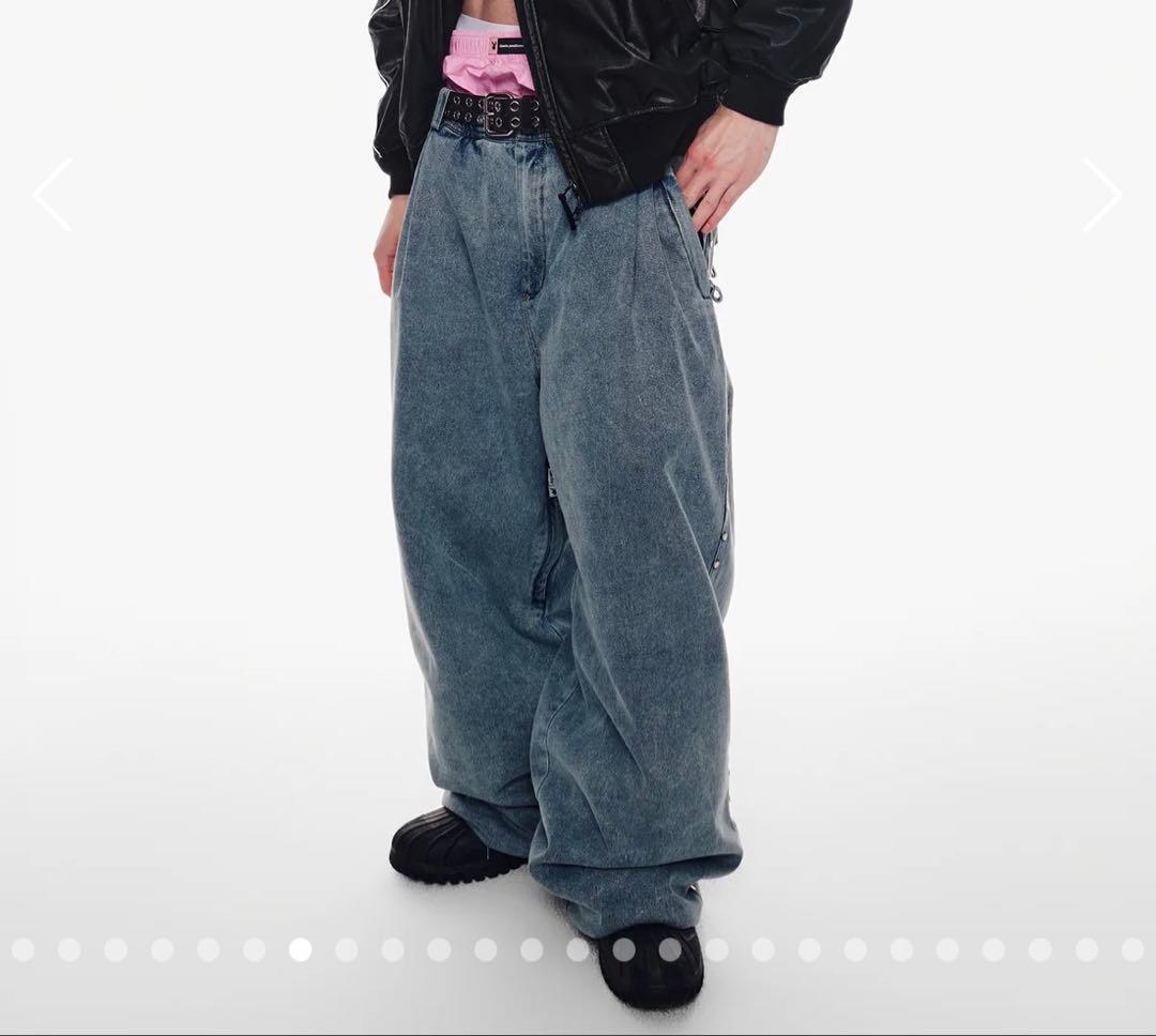 PLAYBOY x DIMITO スタッズデニムパンツ　ライトブルー