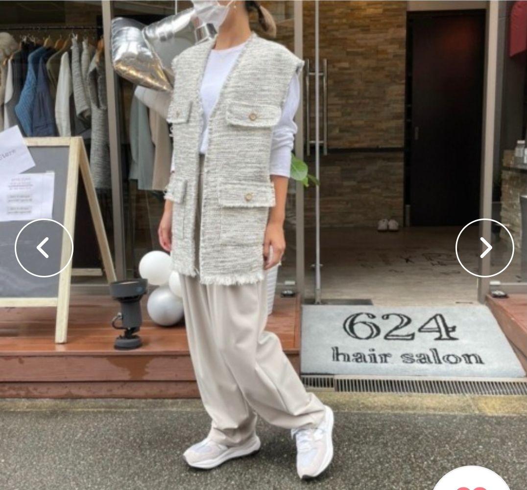 ツイードオーバーサイズフリンジベスト